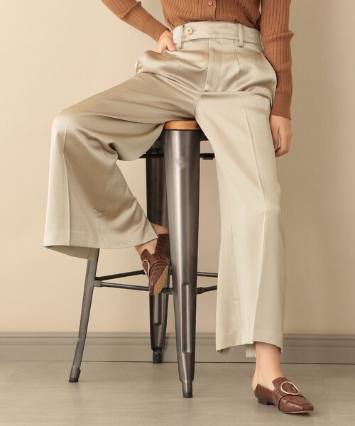 CAST:(キャスト)の「ヴィンテージサテンワイドパンツ(パンツ)」|ベージュ