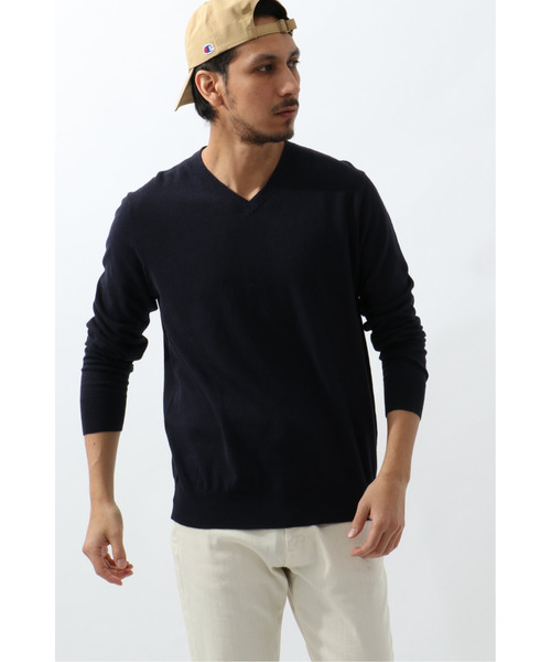 GRAND PHASE(グランフェイズ)の「GP 12G麻混Vネック(ニット/セーター・メンズ・ブルー/スモークグレー/ベージュ・L/M/XL)」の8枚目の写真