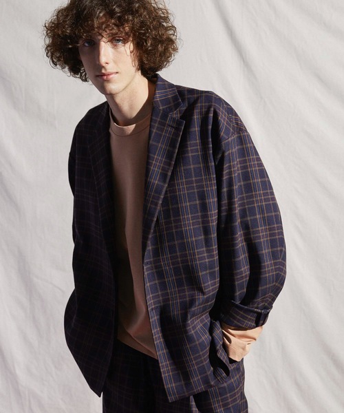 MAISON SPECIAL(メゾンスペシャル)の「《ユニセックスアイテム》チェック/無地ストレッチスーパーオーバーテーラードジャケット 【MAISON SPECIAL/メゾンスペシャル】■セットアップ対応■(テーラードジャケット・メンズ・ブラック/ベージュ/ネイビー/ブラウン・44/46/48)」の4枚目の写真