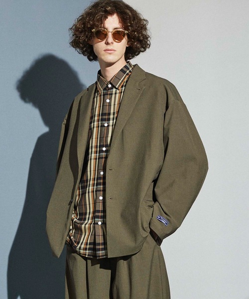 MAISON SPECIAL(メゾンスペシャル)の「《ユニセックスアイテム》チェック/無地ストレッチスーパーオーバーテーラードジャケット 【MAISON SPECIAL/メゾンスペシャル】■セットアップ対応■(テーラードジャケット・メンズ・ブラック/ベージュ/ネイビー/ブラウン・44/46/48)」の3枚目の写真