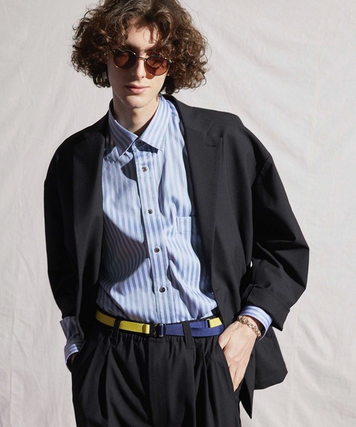 MAISON SPECIAL(メゾンスペシャル)の「《ユニセックスアイテム》チェック/無地ストレッチスーパーオーバーテーラードジャケット 【MAISON SPECIAL/メゾンスペシャル】■セットアップ対応■(テーラードジャケット・メンズ・ブラック/ベージュ/ネイビー/ブラウン・44/46/48)」の2枚目の写真