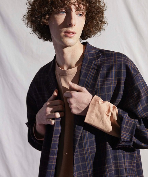 MAISON SPECIAL(メゾンスペシャル)の「《ユニセックスアイテム》チェック/無地ストレッチスーパーオーバーテーラードジャケット 【MAISON SPECIAL/メゾンスペシャル】■セットアップ対応■(テーラードジャケット・メンズ・ブラック/ベージュ/ネイビー/ブラウン・44/46/48)」の7枚目の写真