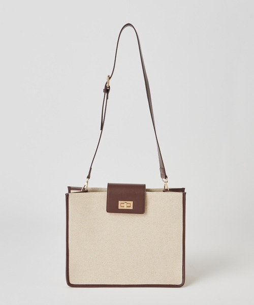 mystic（ミスティック）の「WEB限定 loti  キャンバスコンビスクエアバッグ（ショルダーバッグ・レディース・ブラック/ブラウン・FREE）」の3枚目の写真