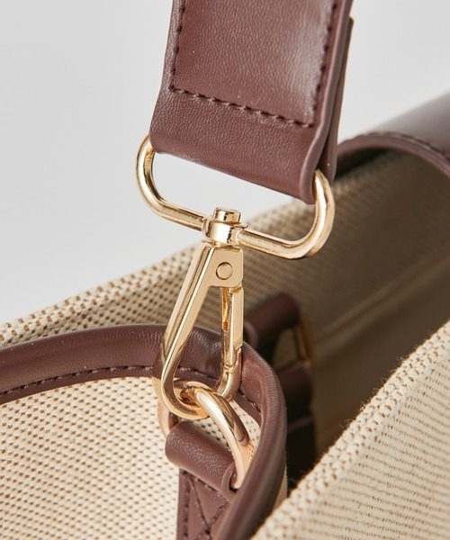 mystic（ミスティック）の「WEB限定 loti  キャンバスコンビスクエアバッグ（ショルダーバッグ・レディース・ブラック/ブラウン・FREE）」の5枚目の写真