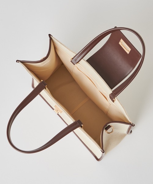 mystic（ミスティック）の「WEB限定 loti  キャンバスコンビスクエアバッグ（ショルダーバッグ・レディース・ブラック/ブラウン・FREE）」の7枚目の写真