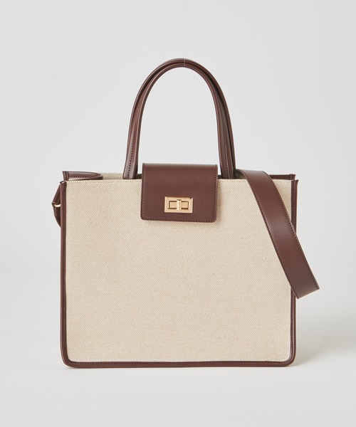 mystic（ミスティック）の「WEB限定 loti  キャンバスコンビスクエアバッグ（ショルダーバッグ・レディース・ブラック/ブラウン・FREE）」の8枚目の写真