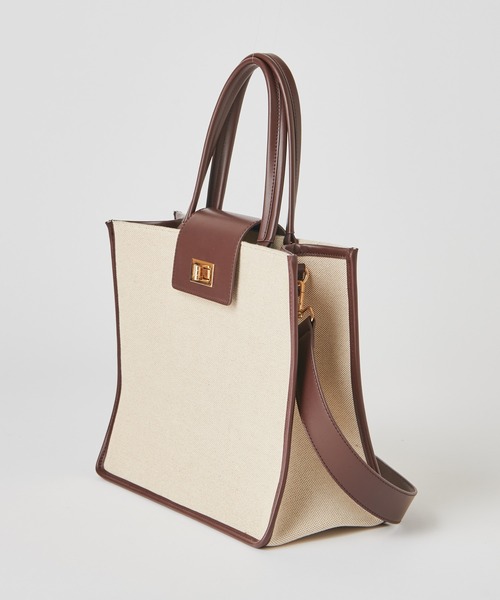 mystic（ミスティック）の「WEB限定 loti  キャンバスコンビスクエアバッグ（ショルダーバッグ・レディース・ブラック/ブラウン・FREE）」の9枚目の写真