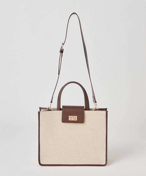 mystic（ミスティック）の「WEB限定 loti  キャンバスコンビスクエアバッグ（ショルダーバッグ・レディース・ブラック/ブラウン・FREE）」の12枚目の写真