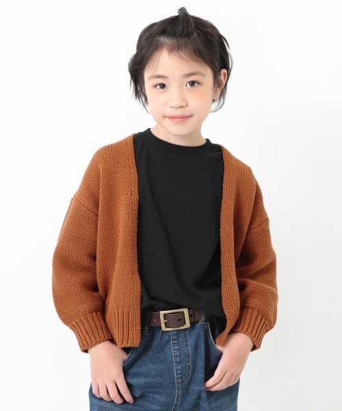 devirock（デビロック）の「ざっくりカーディガン（カーディガン/ボレロ・キッズ・ヘザーチャコール/キャメル/ベージュ/アイボリー・120cm/140cm/130cm/160cm/100cm/150cm/110cm）」の4枚目の写真