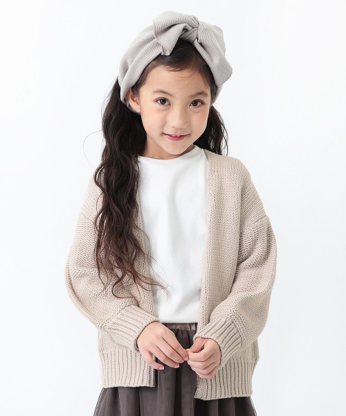 devirock（デビロック）の「ざっくりカーディガン（カーディガン/ボレロ・キッズ・ヘザーチャコール/キャメル/ベージュ/アイボリー・120cm/140cm/130cm/160cm/100cm/150cm/110cm）」の2枚目の写真