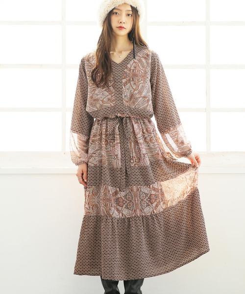 ボヘミアン柄切替ワンピース ワンピース Somari Imagination ソマリ イマジネーション のファッション通販 Zozotown