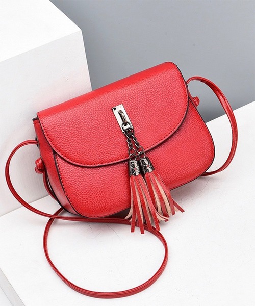 Burner（バーナー）の「【OKUOKU　0909】タッセル付き　ミニショルダーバック　oku-ba-7（ショルダーバッグ・レディース・カーキ/レッド/ピンク/オレンジ/パープル/グレー/ブラック/その他12/その他11/その他9/その他13/その他10/その他14・FREE）」の8枚目の写真