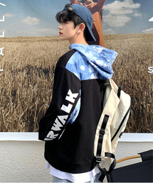 【neos -addictive design-】ルーズシルエット AIRWALK タイダイ染め アートプリント プル パーカー