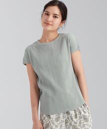 green label relaxing | SC ジャカード ワッフル フレンチスリーブ プルオーバー カットソー(Tシャツ/カットソー)