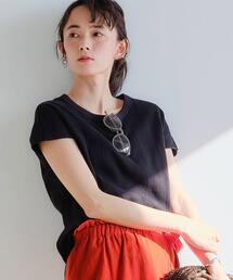 green label relaxing | SC ジャカード ワッフル フレンチスリーブ プルオーバー カットソー / ボーダー(Tシャツ/カットソー)