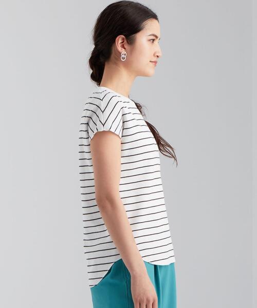 green label relaxing（グリーンレーベルリラクシング）の「SC ジャカード ワッフル フレンチスリーブ プルオーバー カットソー / ボーダー（Tシャツ/カットソー・レディース・ホワイト/ブラック/ライム/その他1・FREE）」の11枚目の写真