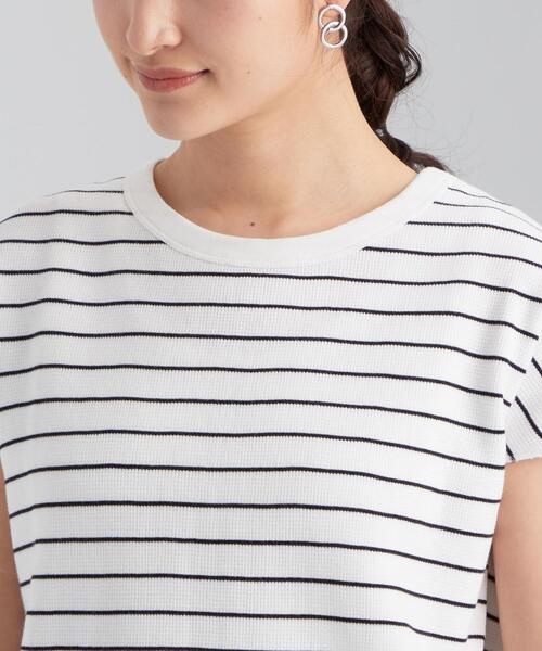 green label relaxing（グリーンレーベルリラクシング）の「SC ジャカード ワッフル フレンチスリーブ プルオーバー カットソー / ボーダー（Tシャツ/カットソー・レディース・ホワイト/ブラック/ライム/その他1・FREE）」の17枚目の写真