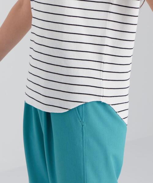 green label relaxing（グリーンレーベルリラクシング）の「SC ジャカード ワッフル フレンチスリーブ プルオーバー カットソー / ボーダー（Tシャツ/カットソー・レディース・ホワイト/ブラック/ライム/その他1・FREE）」の9枚目の写真