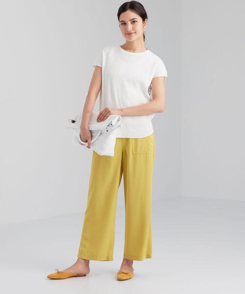 green label relaxing（グリーンレーベルリラクシング）の「SC ジャカード ワッフル フレンチスリーブ プルオーバー カットソー / ボーダー（Tシャツ/カットソー・レディース・ホワイト/ブラック/ライム/その他1・FREE）」の6枚目の写真