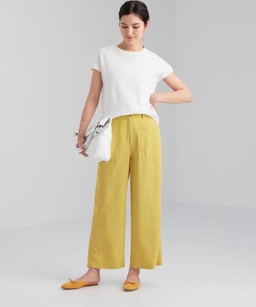 green label relaxing（グリーンレーベルリラクシング）の「SC ジャカード ワッフル フレンチスリーブ プルオーバー カットソー / ボーダー（Tシャツ/カットソー・レディース・ホワイト/ブラック/ライム/その他1・FREE）」の12枚目の写真