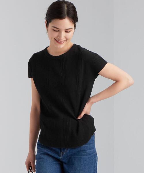 green label relaxing（グリーンレーベルリラクシング）の「SC ジャカード ワッフル フレンチスリーブ プルオーバー カットソー / ボーダー（Tシャツ/カットソー・レディース・ホワイト/ブラック/ライム/その他1・FREE）」の18枚目の写真