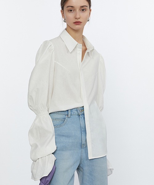 Fano Studios(ファノ ストゥディオズ)の「【Fano Studios】Double gather sleeve cotton shirts FC21S098(シャツ/ブラウス・レディース・ホワイト・L/S/M)」の1枚目の写真