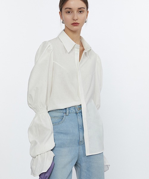 Fano Studios(ファノ ストゥディオズ)の「【Fano Studios】Double gather sleeve cotton shirts FC21S098(シャツ/ブラウス・レディース・ホワイト・L/S/M)」の3枚目の写真