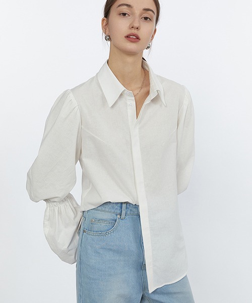Fano Studios(ファノ ストゥディオズ)の「【Fano Studios】Double gather sleeve cotton shirts FC21S098(シャツ/ブラウス・レディース・ホワイト・L/S/M)」の5枚目の写真