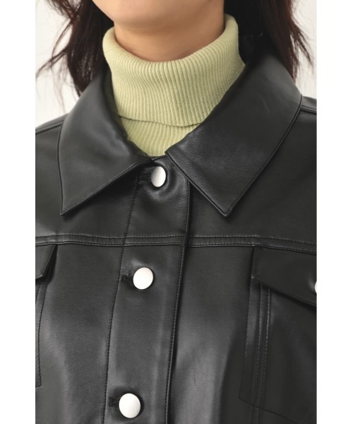 SHEL'TTER ORIGINAL（シェルターオリジナル）の「オーバーレザーブルゾン（ブルゾン・レディース・ブラック/ベージュ・FREE）」の9枚目の写真