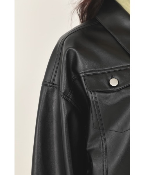 SHEL'TTER ORIGINAL（シェルターオリジナル）の「オーバーレザーブルゾン（ブルゾン・レディース・ブラック/ベージュ・FREE）」の10枚目の写真