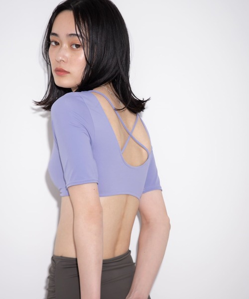 WEB/一部店舗限定】フロントネジリショートスリーブスイムウエア WEB/一部店舗限定】フロントネジリショートスリーブスイムウエア