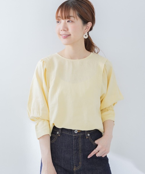 URBAN RESEARCH Sonny Label（アーバンリサーチサニーレーベル）の「リネンギャザータックスリーブブラウス（シャツ/ブラウス・レディース・ブルー系その他/イエロー系その他/ブラック/オフホワイト・FREE）」の19枚目の写真