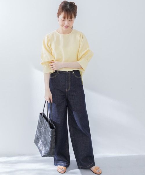 URBAN RESEARCH Sonny Label（アーバンリサーチサニーレーベル）の「リネンギャザータックスリーブブラウス（シャツ/ブラウス・レディース・ブルー系その他/イエロー系その他/ブラック/オフホワイト・FREE）」の8枚目の写真