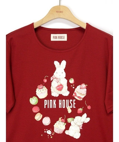 PINK HOUSE ケーキデザイン Tシャツ最終価格 PINK HOUSE×HELLO KITTY One Point Graphic Long Sleeve T-shirt