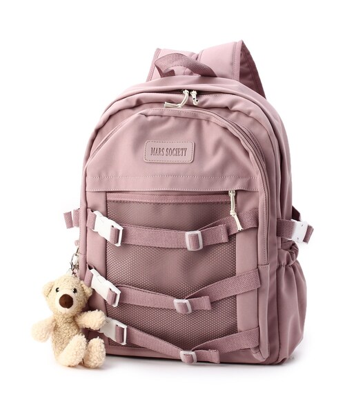 Ober Tashe（オーバータッシェ）の「【多収納】くまチャーム付きデイパック（バックパック/リュック・レディース・ブルー/アイボリー/ブラック/ピンク系・FREE）」の7枚目の写真