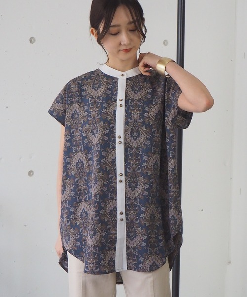 tiptop（ティップトップ）の「バンドカラーフレンチスリーブシャツ（シャツ/ブラウス・レディース・ブラック/オフホワイト/A/B/C/D・FREE）」の21枚目の写真