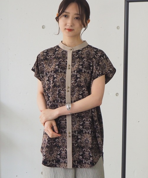 tiptop（ティップトップ）の「バンドカラーフレンチスリーブシャツ（シャツ/ブラウス・レディース・ブラック/オフホワイト/A/B/C/D・FREE）」の17枚目の写真