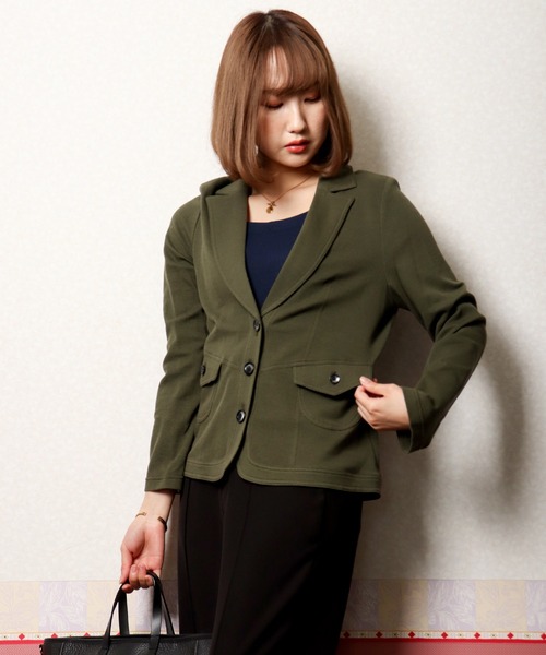 FUNALIVE（ファンアライブ）の「【Deargue】鹿の子テーラードジャケット（テーラードジャケット・レディース・ホワイト/ネイビー/カーキ・40）」の3枚目の写真
