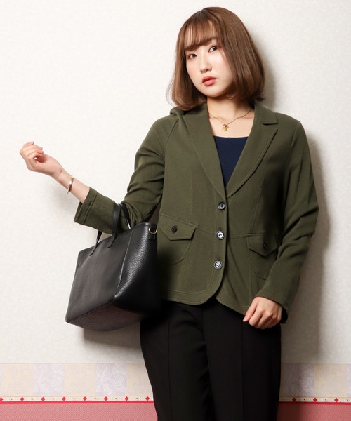 FUNALIVE（ファンアライブ）の「【Deargue】鹿の子テーラードジャケット（テーラードジャケット・レディース・ホワイト/ネイビー/カーキ・40）」の7枚目の写真