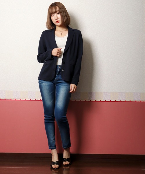 FUNALIVE（ファンアライブ）の「【Deargue】鹿の子テーラードジャケット（テーラードジャケット・レディース・ホワイト/ネイビー/カーキ・40）」の14枚目の写真