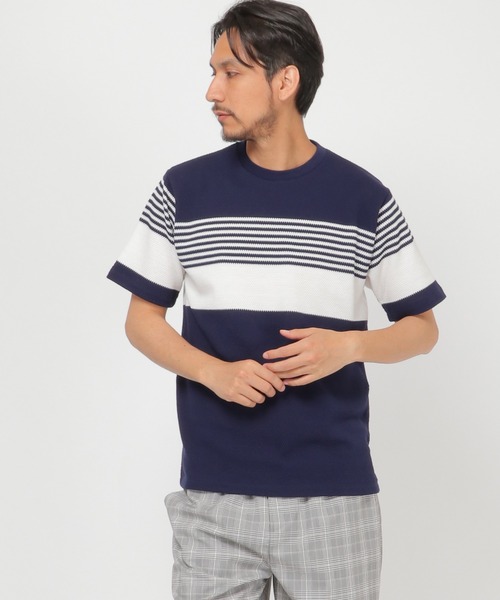 ikka（イッカ）の「パイナップルパネルボーダーT（Tシャツ/カットソー・メンズ・ブラック/ネイビー/オリーブ・S/M/L/XL）」の3枚目の写真