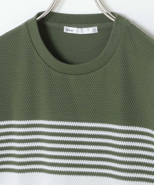 ikka（イッカ）の「パイナップルパネルボーダーT（Tシャツ/カットソー・メンズ・ブラック/ネイビー/オリーブ・S/M/L/XL）」の5枚目の写真