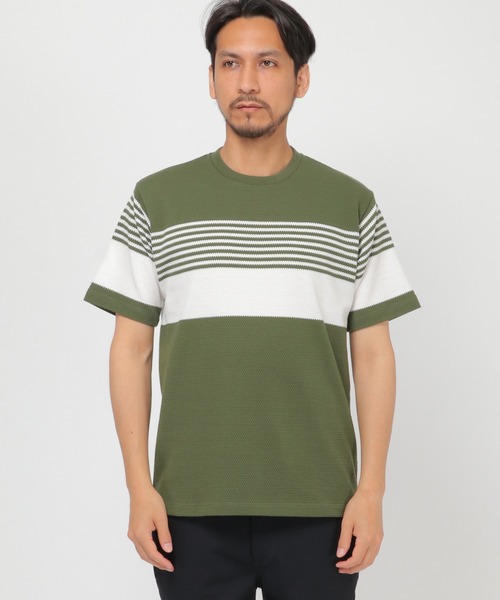 ikka（イッカ）の「パイナップルパネルボーダーT（Tシャツ/カットソー・メンズ・ブラック/ネイビー/オリーブ・S/M/L/XL）」の12枚目の写真