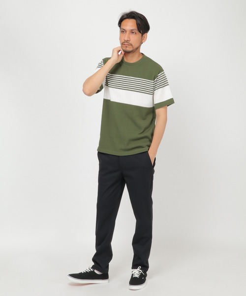 ikka（イッカ）の「パイナップルパネルボーダーT（Tシャツ/カットソー・メンズ・ブラック/ネイビー/オリーブ・S/M/L/XL）」の17枚目の写真