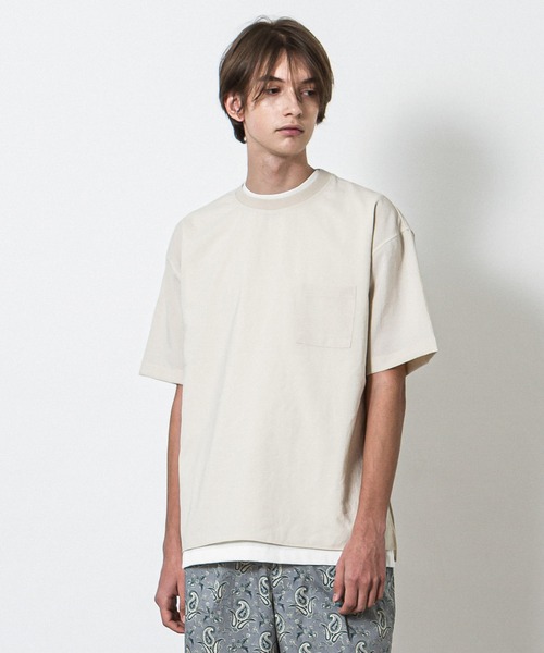 SLICK(スリック)の「リランチェストレッチスリットTシャツ(Tシャツ/カットソー・メンズ・チャコールグレー/ネイビー/サックスブルー/アイボリー・1/2/3)」の2枚目の写真