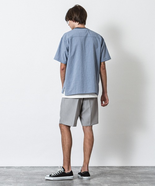 SLICK(スリック)の「リランチェストレッチスリットTシャツ(Tシャツ/カットソー・メンズ・チャコールグレー/ネイビー/サックスブルー/アイボリー・1/2/3)」の12枚目の写真