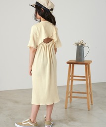 ＆yam | バックシャン ワッフル サイドスリットワンピース(ワンピース)