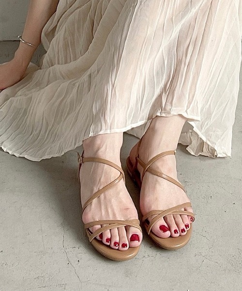 ORiental TRaffic（オリエンタルトラフィック）の「ダブルクロスストラップサンダル/11298（サンダル・レディース・ブラック/グリーン/ブラック系その他/キャメル・LL/S/M/L）」の10枚目の写真