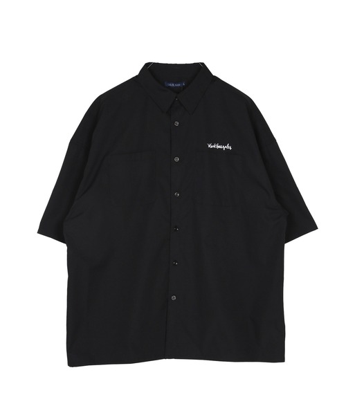 Mark Gonzales（マーク・ゴンザレス）の「【 セットアップ 】 Mark Gonzales / マークゴンザレス 別注 コラボ セットアップ / ロゴ刺繍 オーバーサイズ 半袖 レギュラーカラー シャツ ジャケット ＆ ワイドショートパンツ ワンマイルウェア（セットアップ・メンズ・ブラック/グレー・MEDIUM/LARGE）」の19枚目の写真