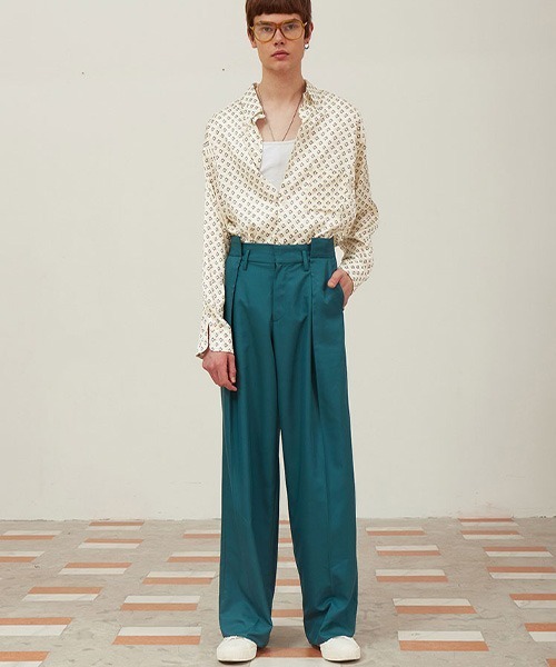 MIXSEVEN(ミックスセブン)の「ピーコックブルーワイドスラックス MX21S10【MIX SEVEN】(スラックス・メンズ・ダークグリーン・S/M/L/XL)」の5枚目の写真